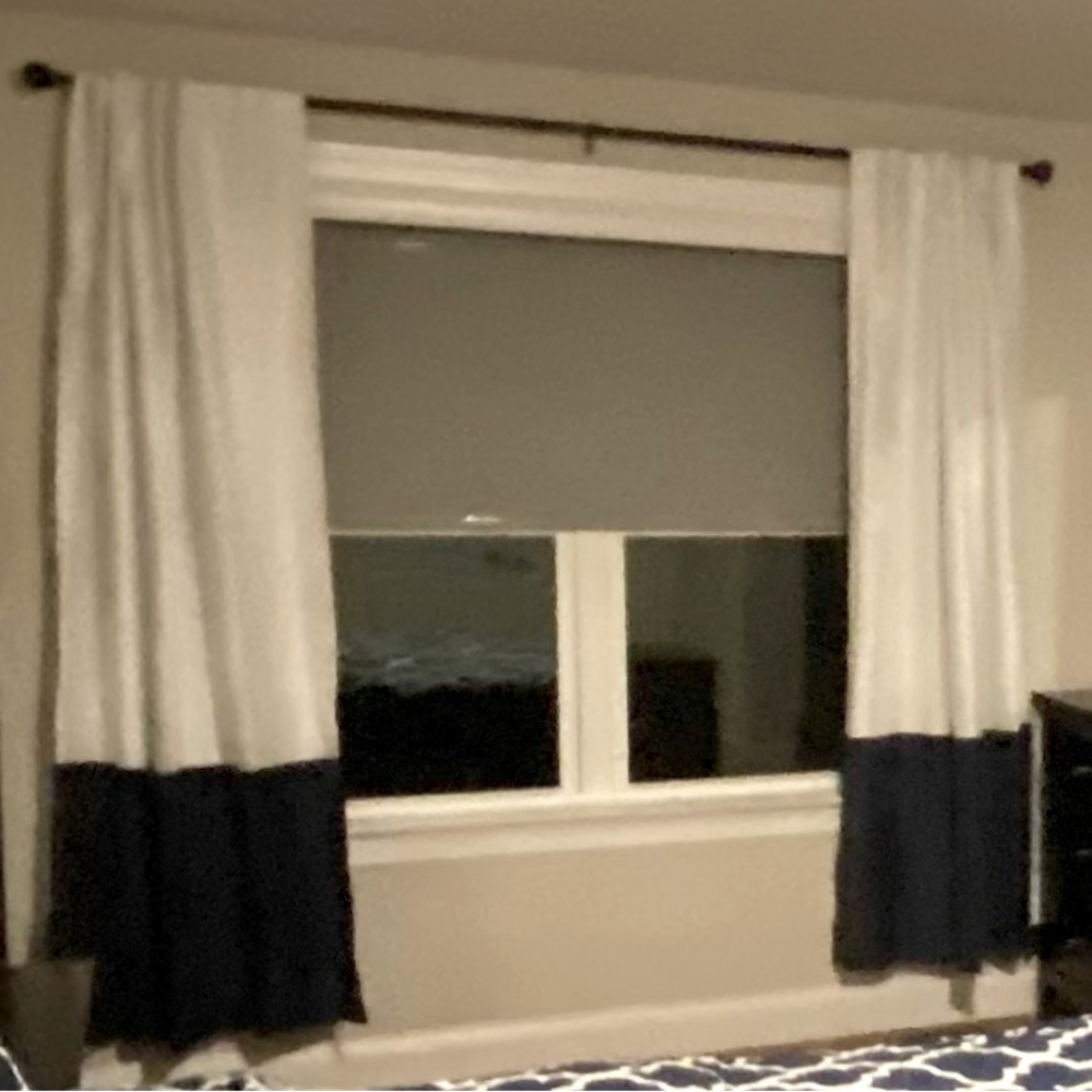 Set of White & Navy Blackout Curtains, 2 sets available